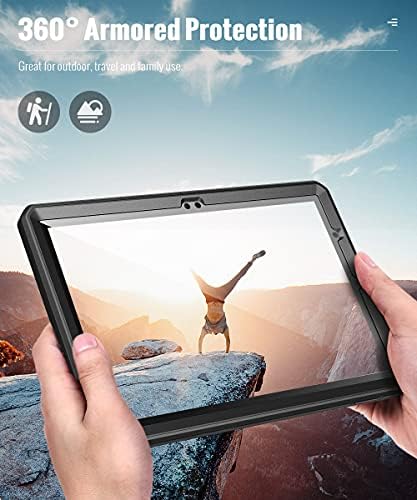 O caso Moko se encaixa no Novo Kindle Fire HD 10 e 10 Plus Tablet 10.1 , Corpo Full Rugged Hands-Livre-Lobo Refterial com Protetor