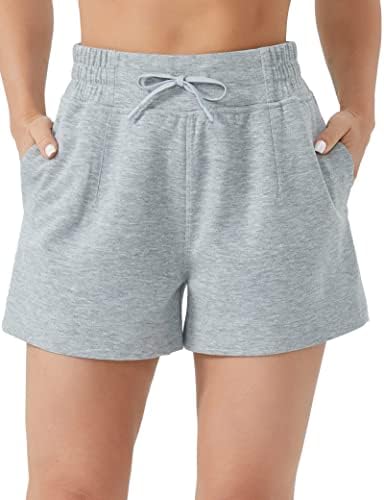 A academia de ginástica feminina shorts de suor de cintura alta de cintura de verão shorts com bolsos