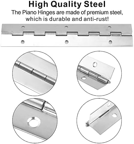 Dobes de piano de lasca de 6 polegadas de 6 polegadas para dobradiças do gabinete, dobradiças contínuas de aço inoxidável pesado 304 dobradiças longas, espessura 0,05 polegada)
