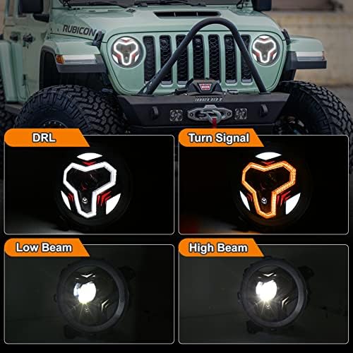Faróis de LED de ovsauto jl, faróis de 9 polegadas com luz de sinal de giro DRL integrada para Jeep JL 2018-2022 Jeep Gladiator JT 2019-2021,