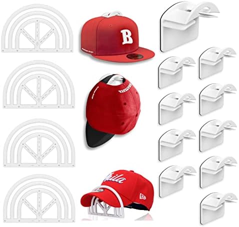 Ganchos de chapéu de brateaya para bonés de beisebol, sem organizador de chapéu de perfuração para exibição de parede e chapéu