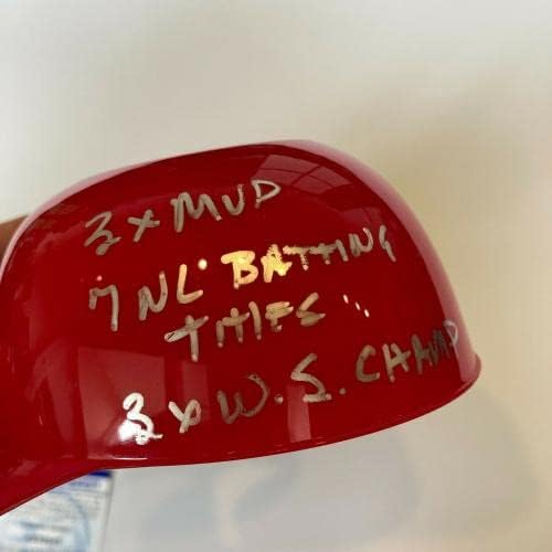 Stan Musial assinou estatísticas fortemente inscritas St. Louis Cardinals Mini capacete PSA - Mini capacetes MLB autografados