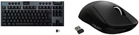 Logitech G915 TKL Tenkeyless LightSpeed ​​Keyboard de jogos mecânicos sem fio RGB, preto e pro x Superlight Wireless Gaming Mouse, Ultra-Lightweight,