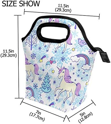 Lanchonete Alaza Isolada lancheira congelável para crianças meninas meninas e homens, unicorn Christmas Cooler Portable Zipper Bag Tote for Work School Picnic