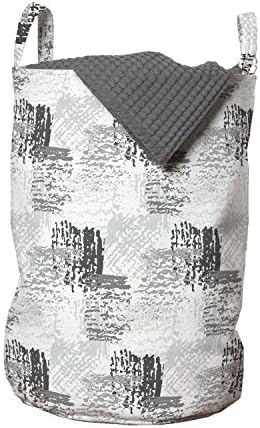 Bolsa de lavanderia cinza a carvão de Ambesonne, simples e artesanal como movimentos de pincel de pincel de pincel de pincel, cesto