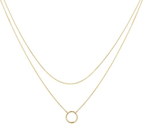 Colares em camadas ldurianos para mulheres - 14K Dainty Gold Batingering Chokers Colares Definir colares multicamadas