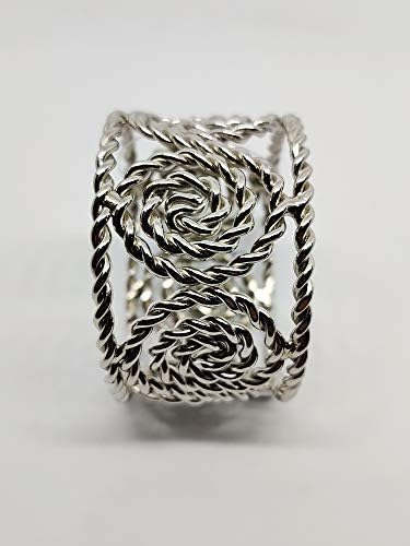 Shaheen Home Collections Wire Spiral Napkin Ring - Conjunto de 6 anéis de sertte de arame de bronze níqueis para celebrações de