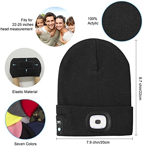 Keains Unissex Bluetooth Feanie Hat com fones de ouvido leves e sem fio, presentes de tecnologia de Natal exclusivos para homens,