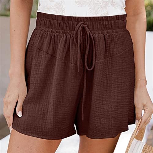 Shorts de moda para mulheres casuais pernas largas shorts soltos shorts de cores sólidas shorts elásticos de cordão de calça shorts de treino