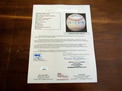Charlie O. Finley Luke Aplicação Hof Go Go Sox Auto Wilson Baseball JSA LT - Bolalls autografados