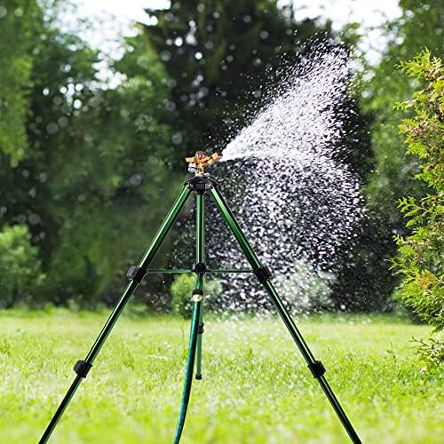 Biswing Impact Sprinkler Head na base do tripé, aspersor de gramado para serviço pesado, irrigação de grande área de 360 ​​graus,