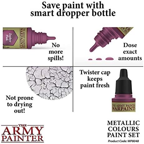 O conjunto de tintas para pinturas de cores metálicas - conjunto de tintas acrílicas de hobby de 10 tinta acrílica metálica