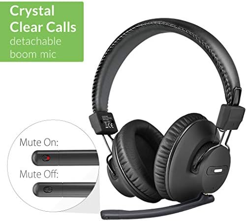 Avantree AS9M Bluetooth 5.0 sobre fones de ouvido com microfones de boom para telefonema, computador para escritório