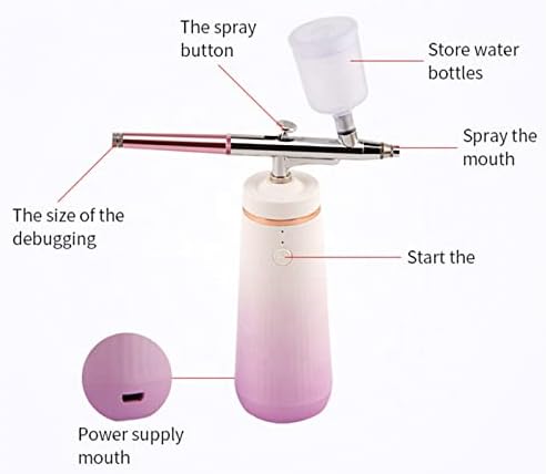 Kit de airbrush sem fio nuopaiplus sem fio, pulverizador de vapor facial recarregável a vapor facial a vapor de oxigênio