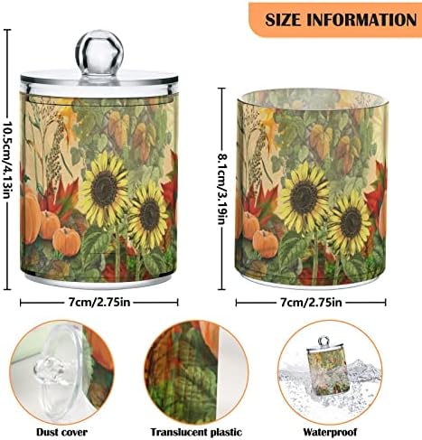 Ação de Graças, abóbora Sunflower 2 embalagem Pacote de cotonete Dispensador Organizador de banheiro plástico Banela com tampa Vanisteira Jar vidro Vidro Clear Banheiro Distribuidor de banheiro