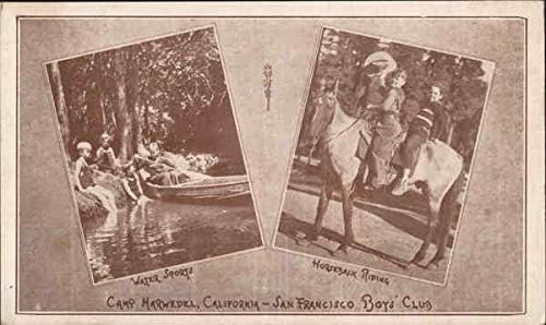 Camp Marwedel Boy's Club Sports Water e a cavalo em São Francisco, Califórnia Original Antique Postcard