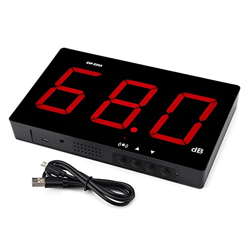Testador de medidor de nível de som SW-525A, tela de tela grande de tela grande LCD do decibel pendurada com indicador