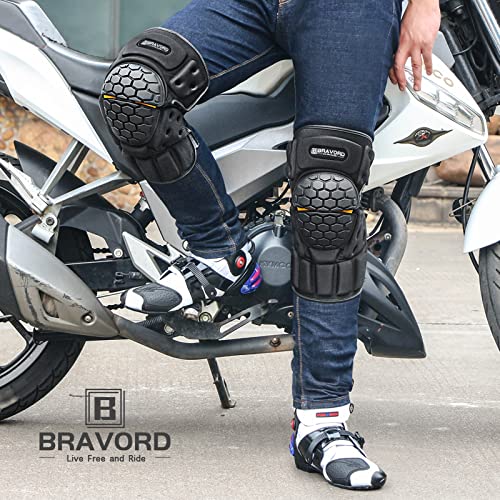 Joelheiras de motocicleta bravord, concha de alto impacto flexível e respirável joelheiras MTB para homens