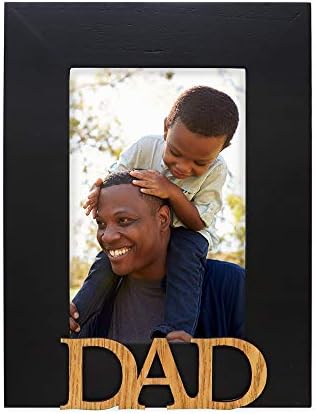 Isaac Jacobs Black Wood Sentimes Dad Picture Frame, 4x6 polegadas, presente de foto para pai, família, exibição na mesa, mesa
