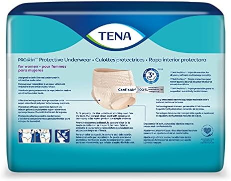 TENA Proskin ™ Protetive Incontiny Underwear para mulheres, absorção moderada, grande, 72 Total - 4 pacote