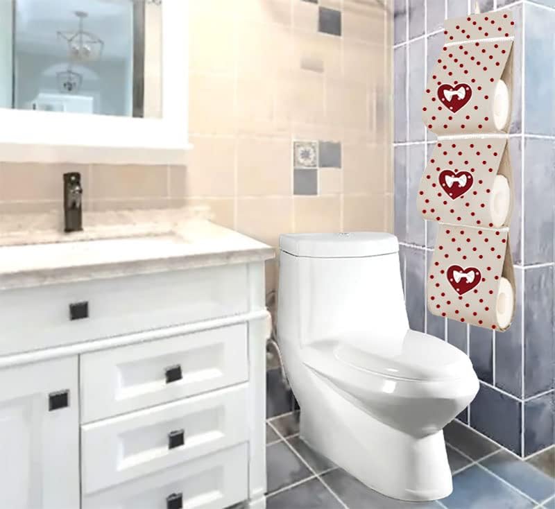 Belo suporte de papel higiênico personalizado, decoração do banheiro, decorada com coração, branco, redlattice: cor, bege/bordô)