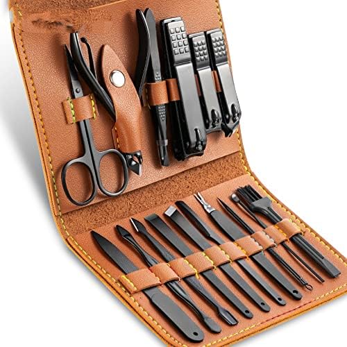 EEOMOIK Manicure Conjunto de unhas Clipper Aço inoxidável Cutter unhas Profissional Scissors Definir kit portátil conjunto para a ferramenta de manga de maquiagem de unhas