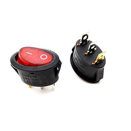 50 PCS 2 Posição 3 pinos Mini Oval Rocker Switch Red On-Off AC 6A 250V 10A 125V