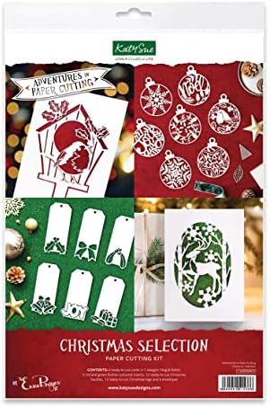 Katy Sue Adventures in Paper Cutting Christmas Seleção - faz 12 tags, 12 ornamentos de bola e 6 cartões de Natal