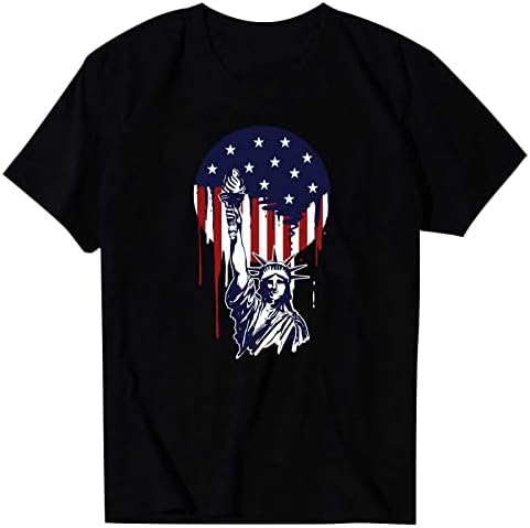 T-shirt do dia da bandeira para mulheres camisetas de girassol da bandeira americana 4 de julho Blusa patriótica SLUVA CURTA TOP PULLOVER