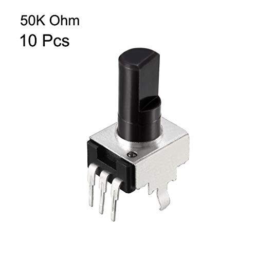 potenciômetro de filme de carbono uxcell, resistores variáveis ​​de 50k ohm de uma volta única, meio eixo do eixo D design 10pcs