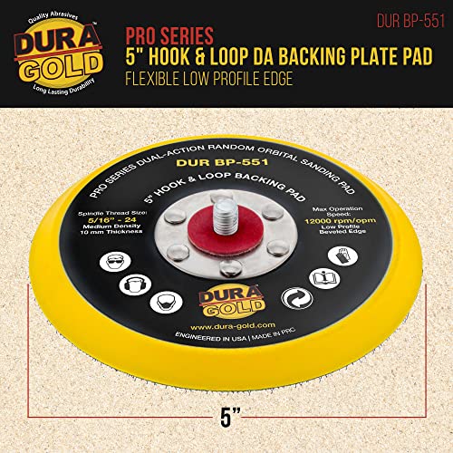 DURA -GOLD 5 FILME verde PSA Sanding Discs - 400 Grit & 5 Hook & Loop Da Sander Backing Plate Plack Pad