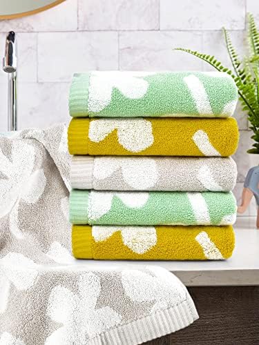 Toalhas de toalha de mão Toalhas de ponta de dedão 12 x 21 polegadas, algodão toalhas de mão pequena para banheiro spa de cozinha 3 cores 6 pacote, quatro folhas de trevo