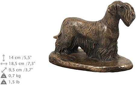 Cesky Terrier, Urn for Dog Ashes Memorial com estátua, nome e citação de animais de estimação - Artdog personalizado