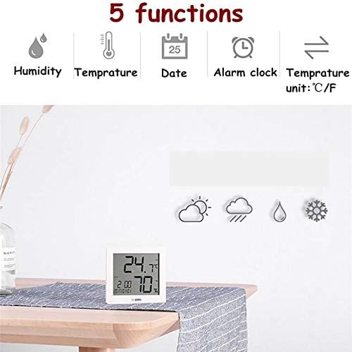 XJJZS LCD Exibir temperatura elétrica e termômetro e higrômetro do medidor de umidade com higrothermograh de data do relógio