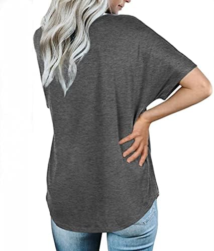 Camiseta superior para mulheres Summer Summer outono de manga curta v algodão de algodão solto fit