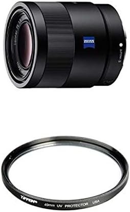 Sony 55mm F1.8 Sonnar T fe za Full Frame Prime Prime - fixado com filtro de proteção UV de 49 mm