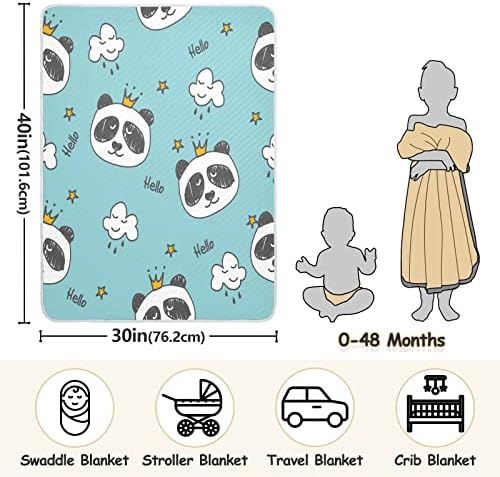 Clanta de panda e um cobertor de algodão da coroa para bebês, recebendo cobertor, cobertor leve e macio para berço, carrinho de bebê,