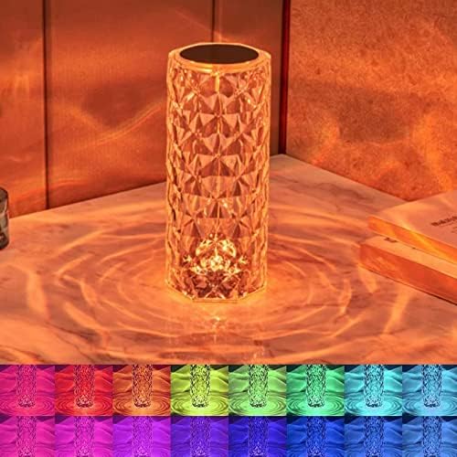 Lâmpada de cristal Reemeer tocando controle de rosa sombra de cristal lâmpada, 16 cor de alteração de cor RGB Night Light, LED Rose