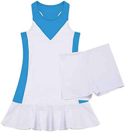 Easyforever Kids Girls 2 PCs Tennis Golf Sport Dress Roupas A-line Dressos com shorts Conjunto de roupas esportivas