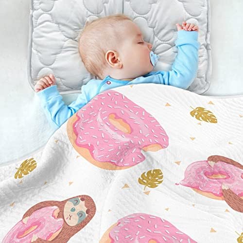 Cataku Sweet Donut Sloth Baby Clanta para meninos meninas Casto de algodão Cama de cobertor Lança macio macio recebendo cobertor de bebê para carrinho de berço 30 x 40