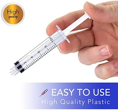 12 pacote 10 ml de plástico Luer Lock Seringa, medindo a seringa selada individualmente para laboratórios científicos, medindo