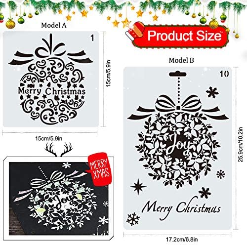 Lorvain 28 PCs Pintura de Natal Estêncil, modelos de estênceis de Natal reutilizáveis ​​com Santa Christmas Tree Snowflakes Bells for Art Diy Desenho