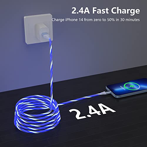 Light Up iPhone Charger Cable, LED GLOWLENTE IPHONE CABELO CABO DE LAVERAGEM 6.5 FT DO MFI CERTIFICADO BLUE