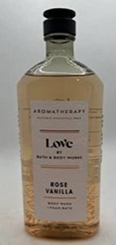 Bath and Body Works Aromaterapy Love - Rose + Vanilla Lavagem do corpo e banho de espuma 10 onça fluida