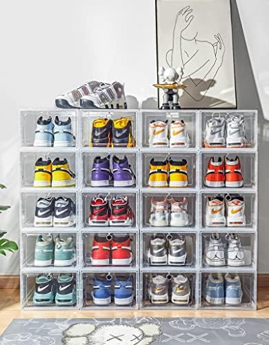 Caixa de sapatos de plástico Thraki Sapatos de basquete transparentes e botas de armazenamento estão abrindo grande caixa de