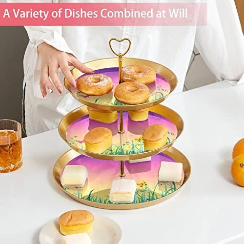 3 Placa de fruta de cupcakes de 3 camadas de sobremesa Plástico para servir suporte de exibição para casamento de aniversário Decorações