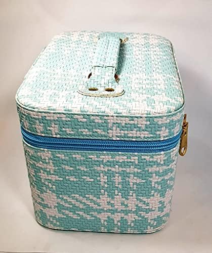 Glosco Favorie Blue e White Portátil Travel Hard Caso Tweed Pattern Tecida Terminamento à prova d'água Kit de vaidade de saco de higieness