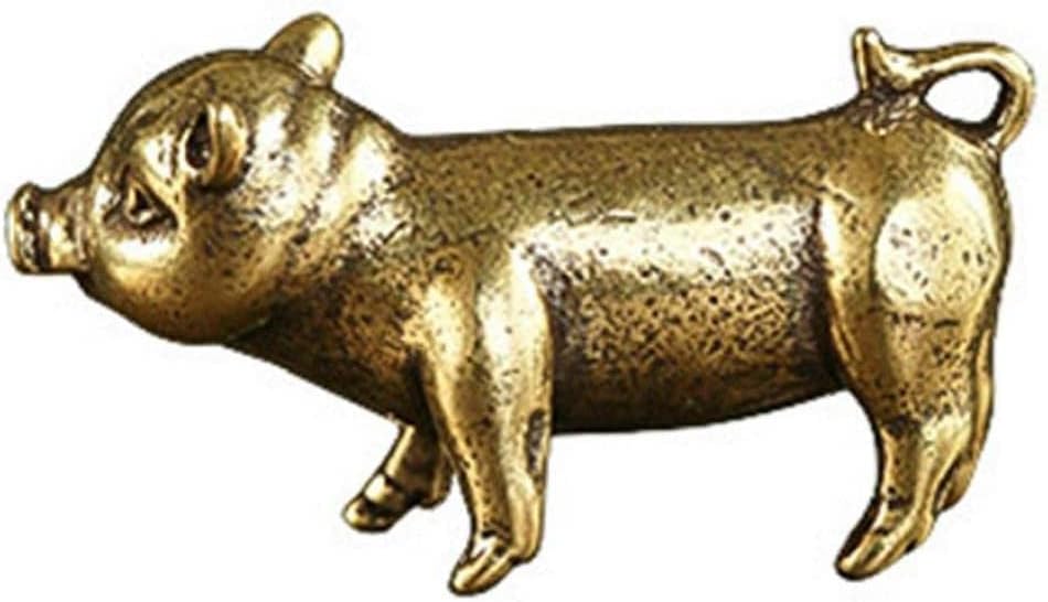 Miniaturas de porco de bronze retrô Miniaturas Figuras Mesas Ornamento Metal Copper Animal Modelo