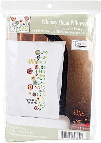 Tobin estampado travesseiros, capricho floral, 20 x 30 kit de bordado, branco com multicolor