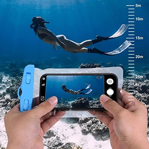 Bolsa telefônica à prova d'água de Patikil, 3 pacote de pacote universal bolsa de telefone subaquática Bolsas de cobertura de proteção flutuante para mergulho na praia de natação, azul